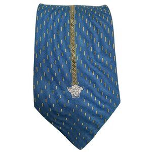 GIANNI VERSACE XL Blue Baroque Medusa Silk Tie ITALY 61"/ 3.7" EC